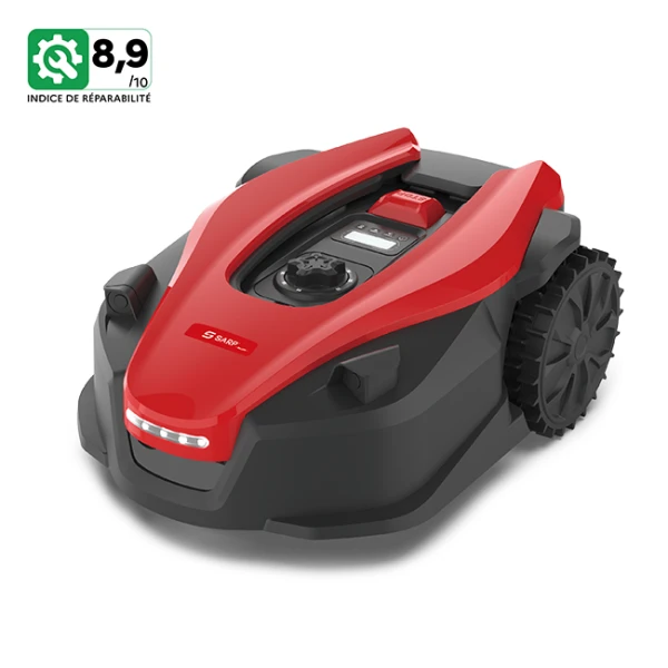 SARP Robot de tonte - Largeur de coupe de 22 cm - 4 Roues RSL1200 Robot de tonte équipé d'une batterie Li-Ion 20 V, idéal pour les surfaces allant jusqu'à 1600 m².